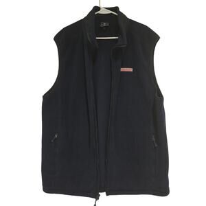 Vineyard Vines Men's XXL Navy Blue Harbor Fleece Full-Zip Cozy Vest Preppy Whale